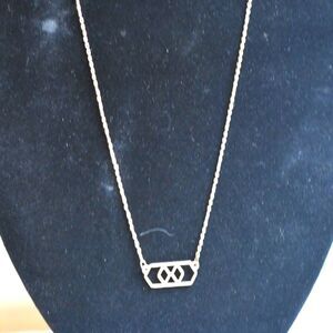 Art Deco Gold Tone Link Chain Unique Bar  Design Pendant Necklace